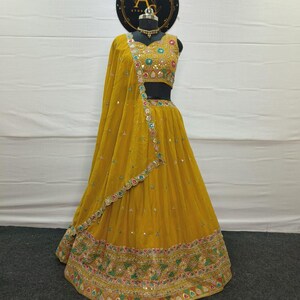 Lehenga Choli de georgette bordada: vestido de novia indio