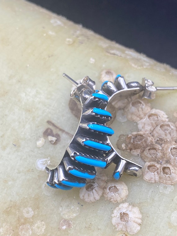Vintage turquoise  earrings Navajo needlepoint