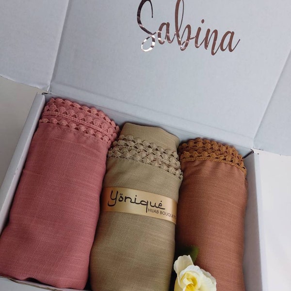 TURKISH Premium cotton Hijab gift box, scarf gift box, scarf box,hijab box,hijab bouquet,Maxi hijab cotton,eid giftbox, ramadan box, islamic