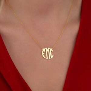 Custom Monogram Necklace: 925 Silver or 14K Gold Personalized Letter Pendant