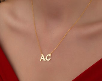 Personalized Initial Necklace: Sterling Silver Two Letter Heart Pendant