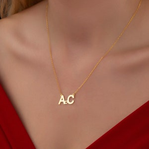 Personalized Initial Necklace: Sterling Silver Two Letter Heart Pendant