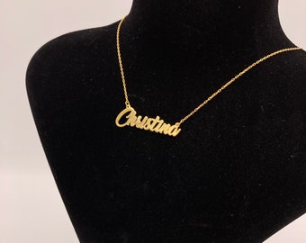 Personalized 14K Gold Name Necklace: Dainty Sterling Silver Pendant