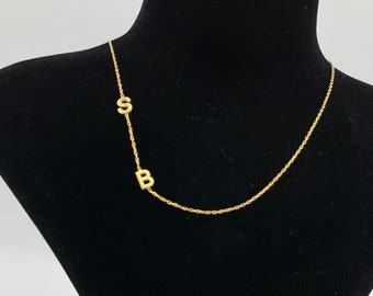 Dainty Sideways Initial Necklace: Personalized Sterling Silver, Two Letters