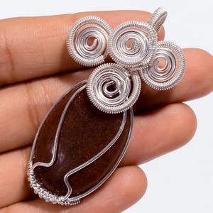 Strawberry Quartz Pendant - Silver Plated Wire Wrap Pendant - Copper Quartz Pendant For Necklace - Boho Artisan Jewelry - Healing Crystal