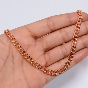100% Pure Copper Chain- Cuban Curb Copper Chain For Him/ Her- Unisex Pure Copper Jewelry- Everyday Jewelry Size &quot;16 to 26&quot; inch chain.