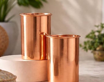 Bicchiere in rame puro al 100%: tazza in vetro per bere acqua in rame martellato, benefici ayurvedici del rame, bicchiere da viaggio per palestra
