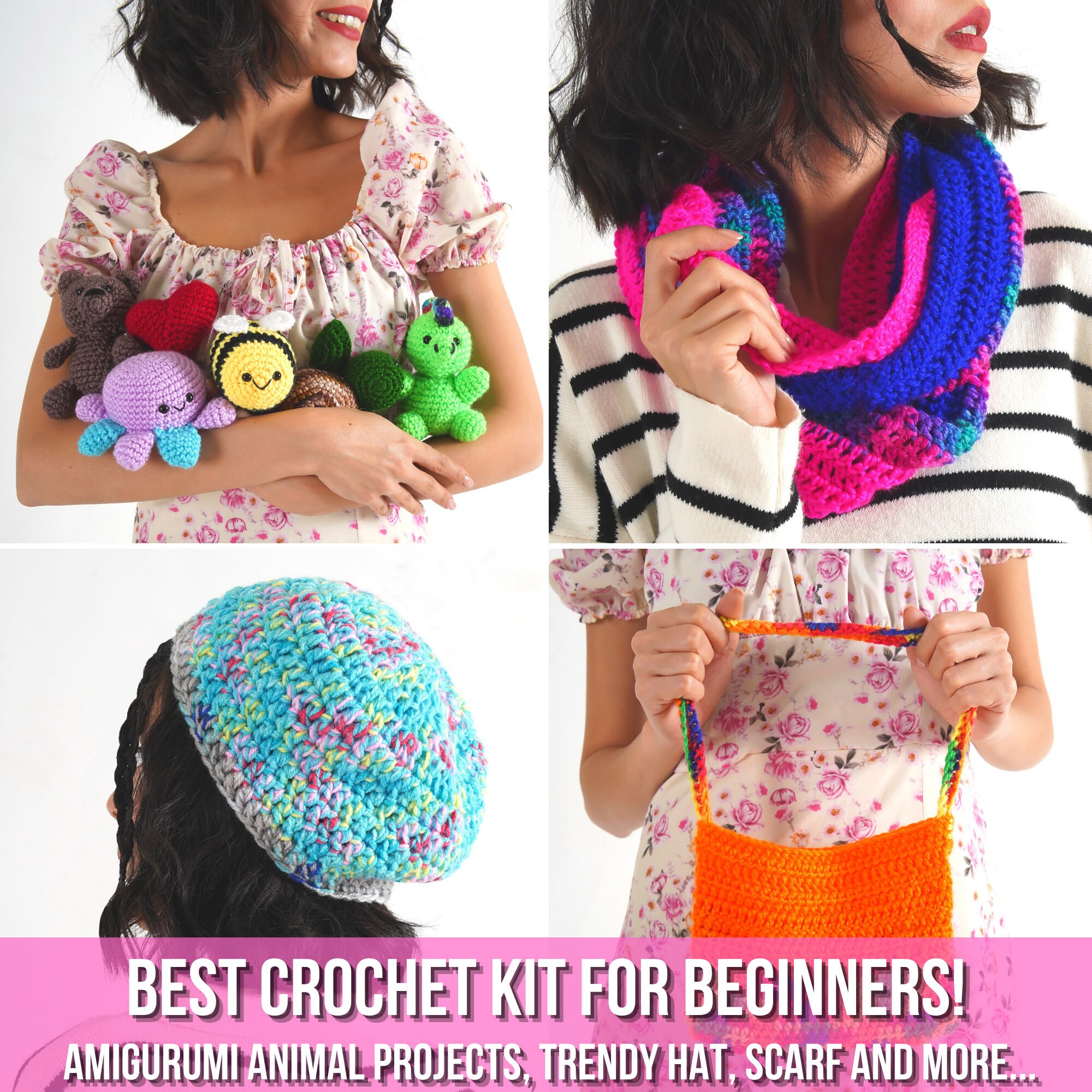Modda Crochet Kit for Beginners - Beginner Crochet Starter Kit with Easy-to-Follow Video Tutorials, Learn to Crochet Kits for Adults and Kids, DIY