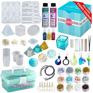 Modda Epoxy Resin Kit with Video Course for Beginners, Includes  Epoxy Resin, Silicone molds, Resin & Jewelry Making Supplies for DIY Craft