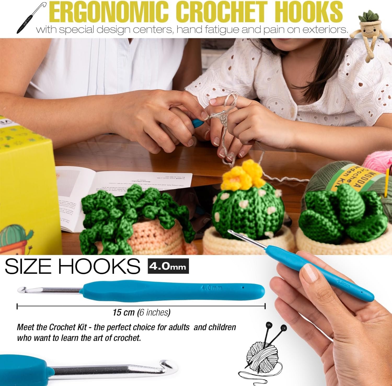 MODDA Crochet Kit for Beginners Adults and Kids - with Video Course - Make  Amigurumi and Crocheting Kit Projects - Beginner Crochet Kit Includes 20