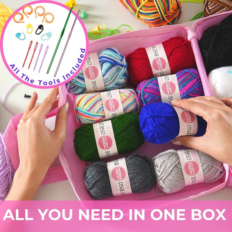 Modda Crochet Kit for Beginners Soft Bulk Yarn for Crocheting and