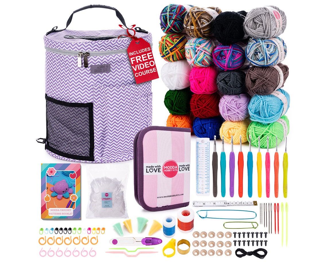 Modda Crochet Kit for Beginners - Beginner Crochet Starter Kit with Easy-to-Follow Video Tutorials, Learn to Crochet Kits for Adults and Kids, DIY