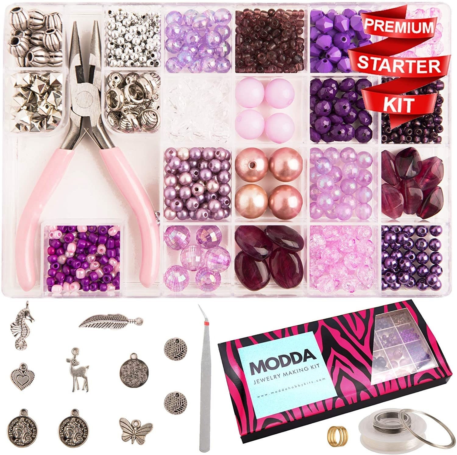 Modda Epoxy Resin Kit with Video Course, Includes Color Pigment, Silicone Molds, Necklace Cord, Earring Hooks for Jewelry Making, Epoxy Resin