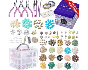 Modda Jewelry Making Kit with Video Course, Includes Beads, Necklace, Bracelet, Earrings Making, Crafts for Adults, Beginners, Girls 8-12