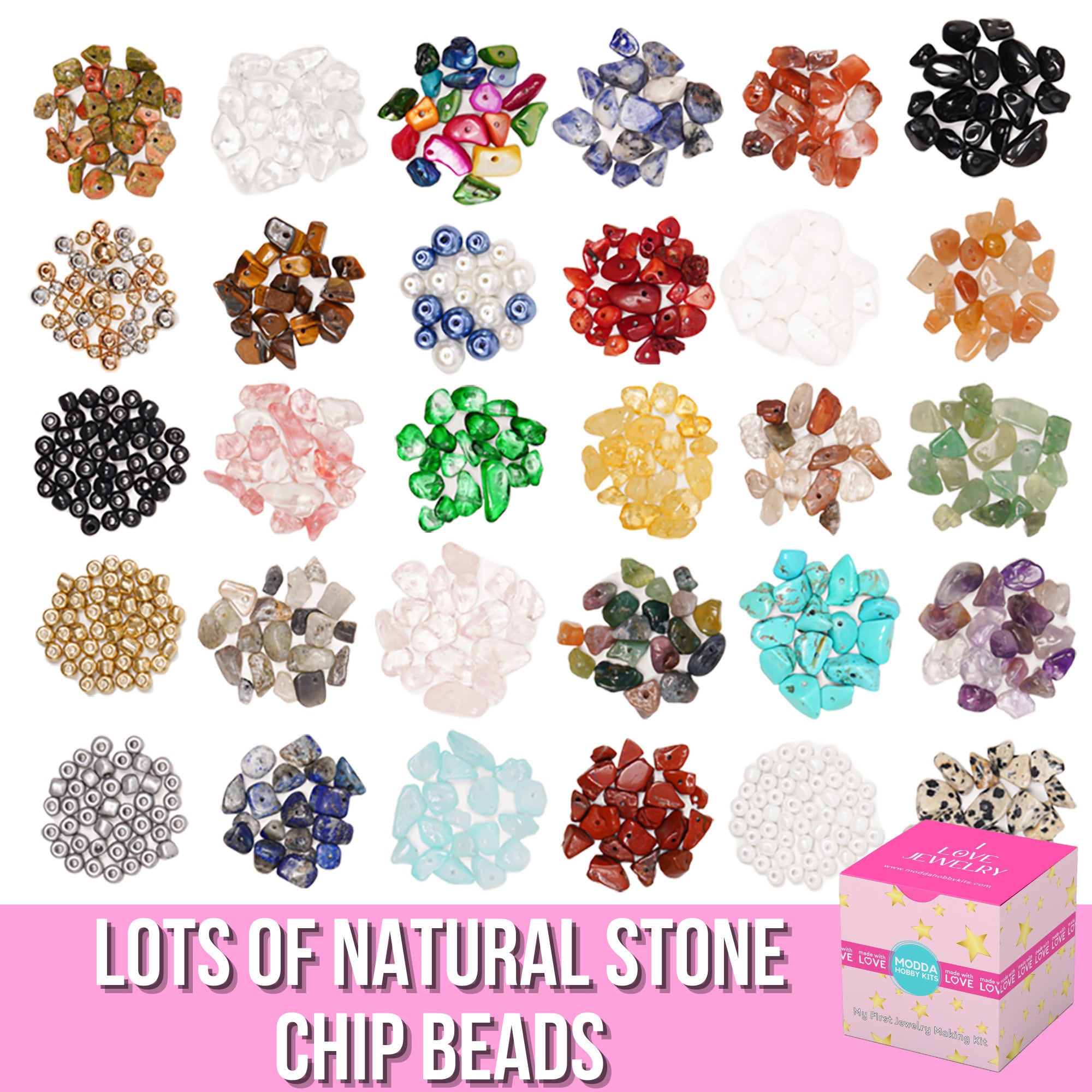 Modda Natural Stone Jewelry Making Kit With Course Crystal Etsy