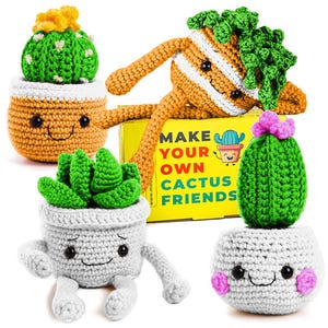 MODDA Crochet Kit for Beginners - with Video Tutorials, Learn to Crochet Kits for Adults and Kids, DIY Knitting Supplies, 4 Pack Plants Kit