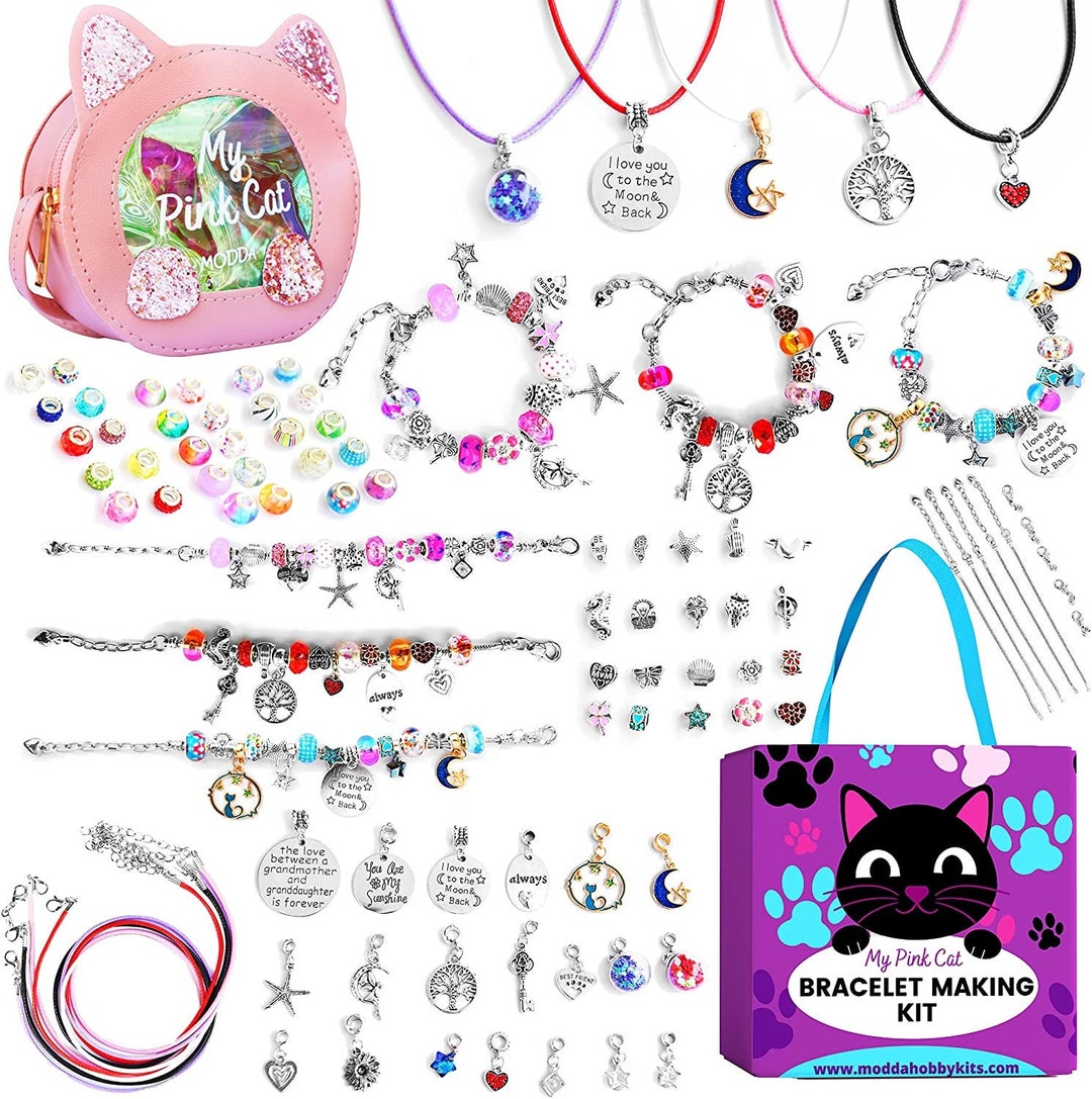 MODDA Charm Bracelet Making Kit with Cute Bag, Assorted Beads, Charms,  Necklace, Jewelry Making Kit for Girls, Crafts for Kids, Girls, Gift for  Girls Age 8-12, DIY Bracelet Making kit for Girls 