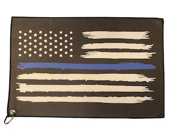 Toalla de golf Police con clip - Toallas de golf de microfibra Thin Blue Line - Idea de regalo