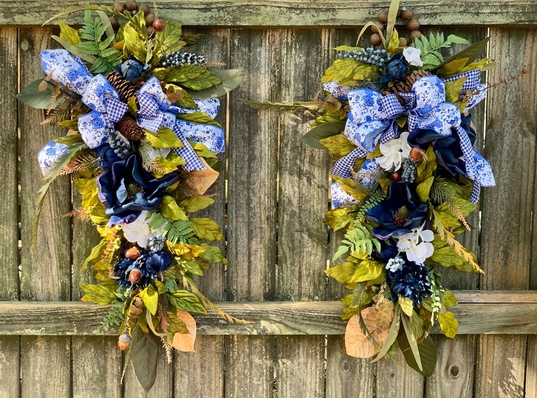 French Door Autumn Swag Set Double Door Fall Hangers Set Etsy