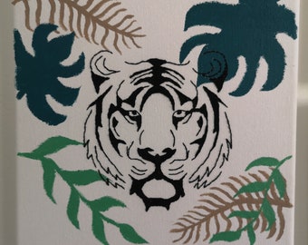 Bordado sobre lienzo "Tigre"