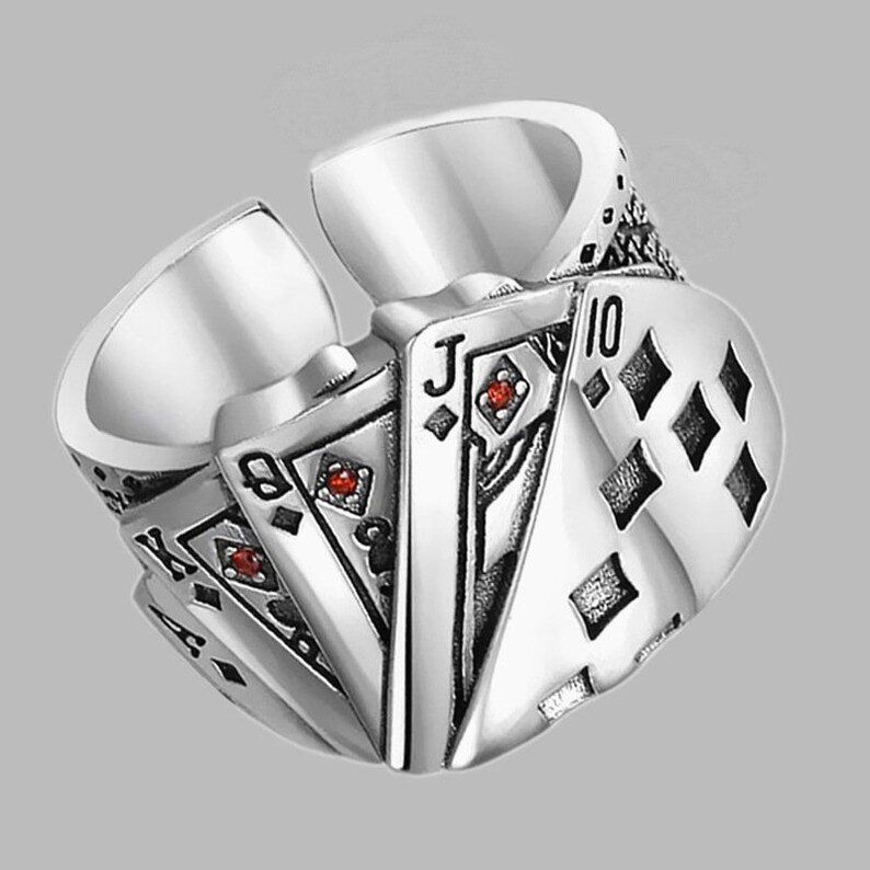 Real Sterling Silver Card Ring for Men /women.christmas Gift Etsy