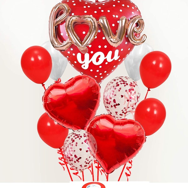 Red Heart Balloon Bouquet - Etsy