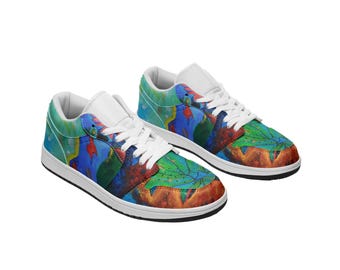 Zapatos de cuero Sacred Bloom: zapatillas unisex de regalo inspiradas en el arte