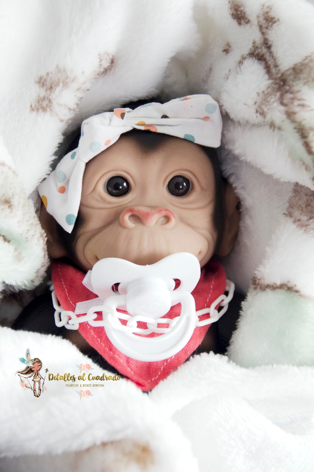 Baby Monkey, Animal Monkey Doll, Doll With Pacifier, Vinyl Toy