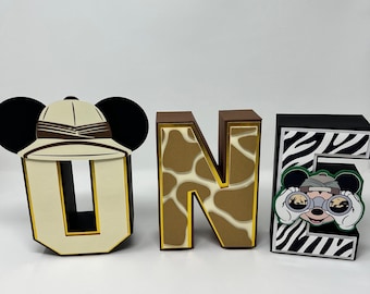 Mouse Safari 3D Letters | Safari Theme Party Props | Safari Party | Jungle Party | Wild One Party