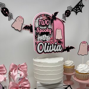 Two Spooky Cake Topper| Pink Halloween | Halloween Cake Topper| Cute Ghost Cake Topper| Girl Halloween| Spooky One| Shaker Cake Topper