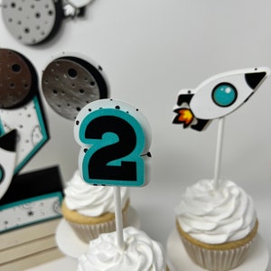 Two the Moon Theme Party| Two the Moon Cupcake Topper| Two the Moon| Two the Moon Birthday Decorations| Space Theme
