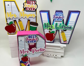 Personalized Teacher 3D Paper Letter: Teacher Appreciation Gift