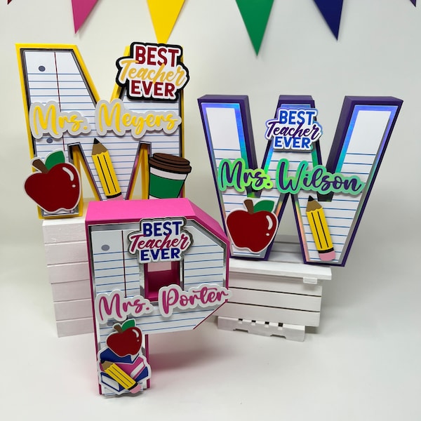 Teacher 3D Letters| Teacher Appreciation Gift| Teacher Gifts Personalized| 3D Letter| Bright Colors