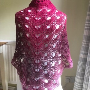 Large beautiful hand crochet virus shawl/wrap scarf in 100 % cotton