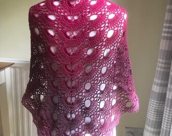 Large beautiful hand crochet virus shawl/wrap scarf in 100 % cotton