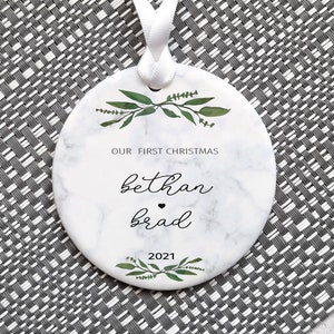 1 ° Natale insieme di coppia Ricordo personalizzato in ceramica, Regalo per coppie, Regalo di Natale