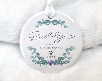 Pets First Christmas Personalised Keepsake, Christmas Ornament, Ceramic Keepsake