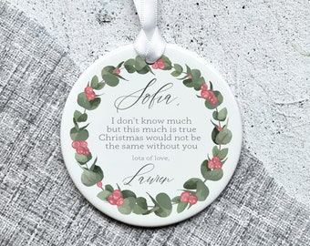 Personalised Christmas Poem Ceramic Ornament, Gift for Loved Ones, Christmas Ornament, Christmas Gift