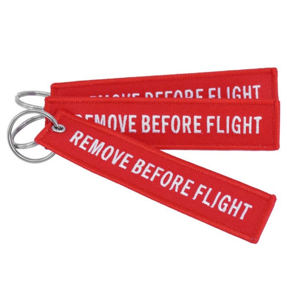 Embroidery Key Chain Aviation Bag Car Pilot Crew Tag For Remove Before Flight 