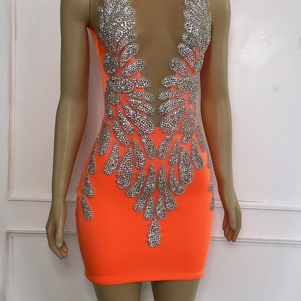 Pink and Orange Prom Dress Etsy