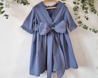 Robe bleue poussiéreuse pour filles, robe de mariée bleue bébé fille, robe bleue de fille de fleur, robe de Pâques pour bébé, 1ère occasion spéciale fille robe d'anniversaire.