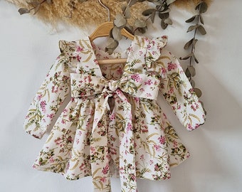 ivory flower girl dress, dress boho first birthday V back top dress, photoshoot dress.