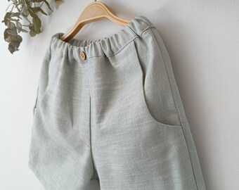 Completo verde menta per paggetto, Completo per paggetto per bambino, Pantaloni in lino per neonati, Pantaloni in lino per bambini piccoli, Pantaloni per battesimo per bambini.