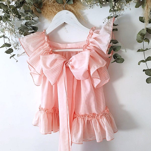 Peach baby dress, Dusty rose pink baby girl 1st birthday, dress for girl ruffle pink, peach flower girl dress.