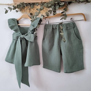 Sage Flower Girl Dress, Spring baby boy boho pants, Sage green classic pants for boys, toddler mint pants, organic rustic dress baby girls.