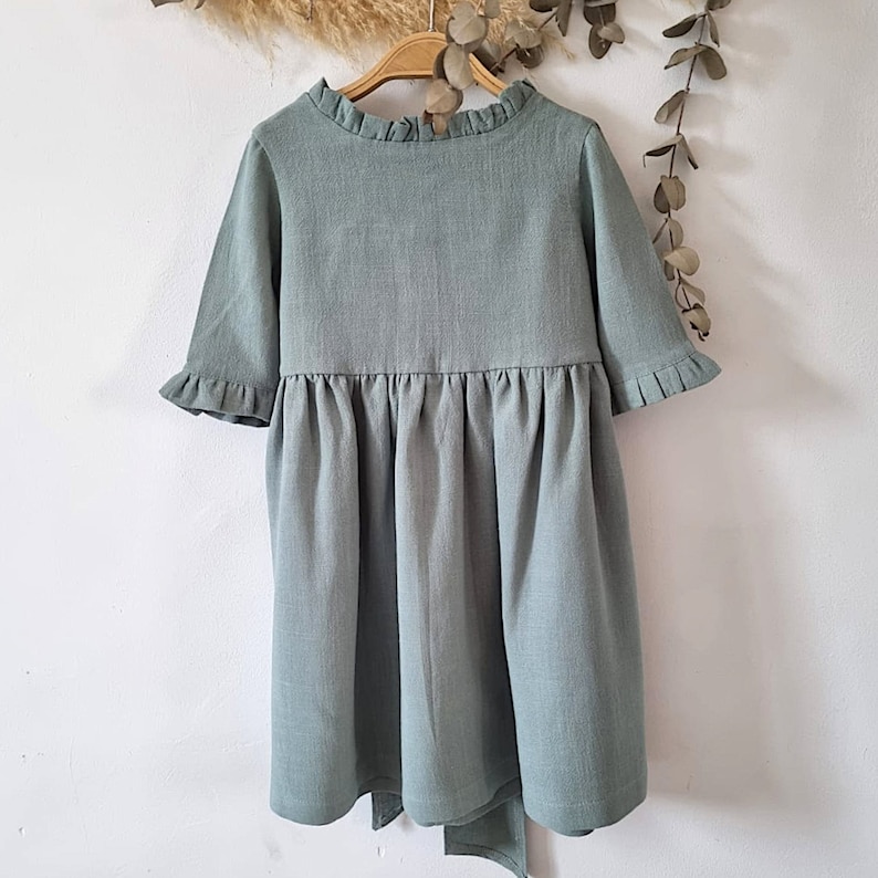 Sage Green Boho Flower Girl Dress Fall Dress for Girls Etsy