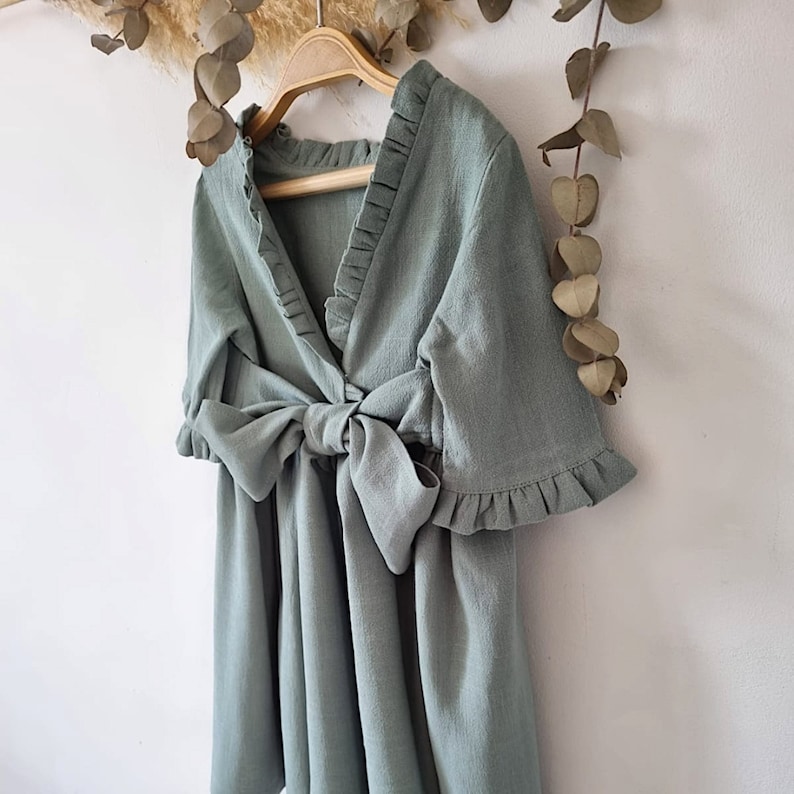 Sage Green Boho Flower Girl Dress Fall Dress for Girls Etsy