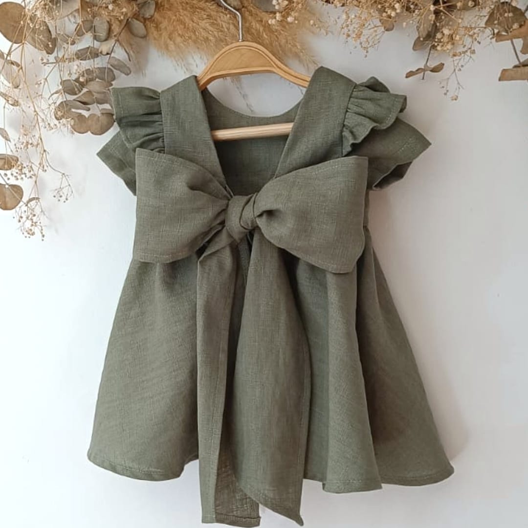 Flower Girl Dress Sage Green, Baby Girl Dress Toddler, Boho Flower Girl