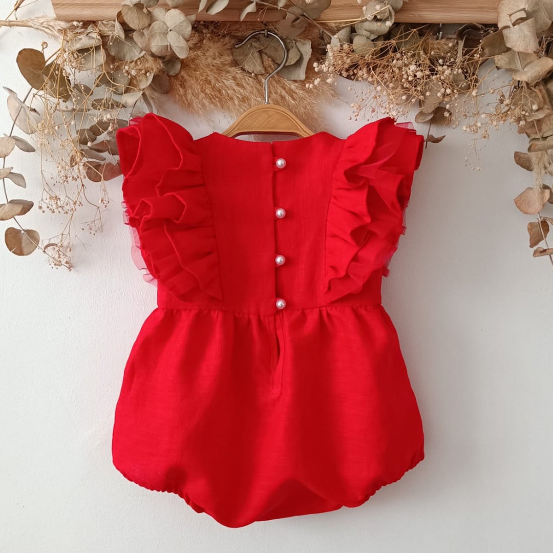 Romper For Newborn Baba In Beautiful Print Red Color main image 0