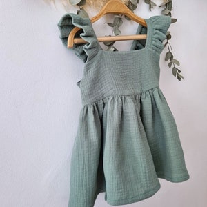 Sage Flower Girl Dress, Spring baby boy boho pants, Sage green classic pants for boys, toddler mint pants, organic rustic dress baby girls. dress green